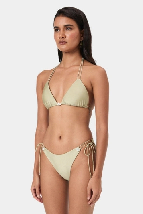 Pistachio Cream Pearl Bikini Top