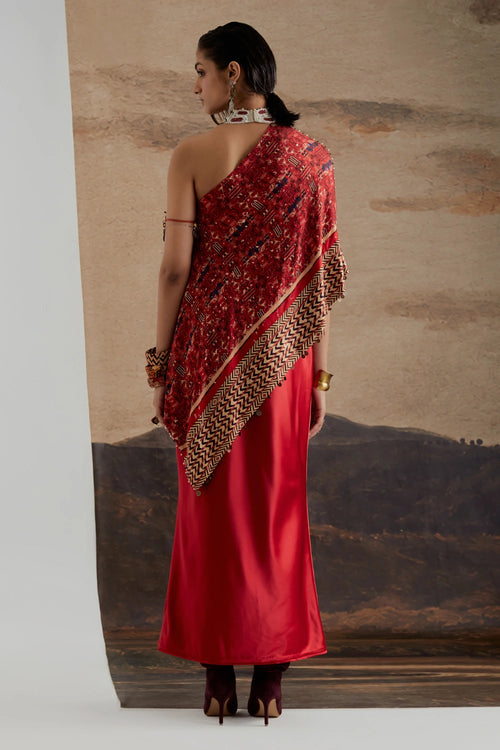 Rasa Sindoor One Shoulder Top Set