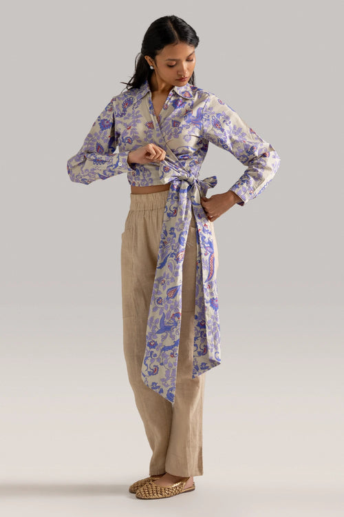 Floral Jaal Tie up Shirt