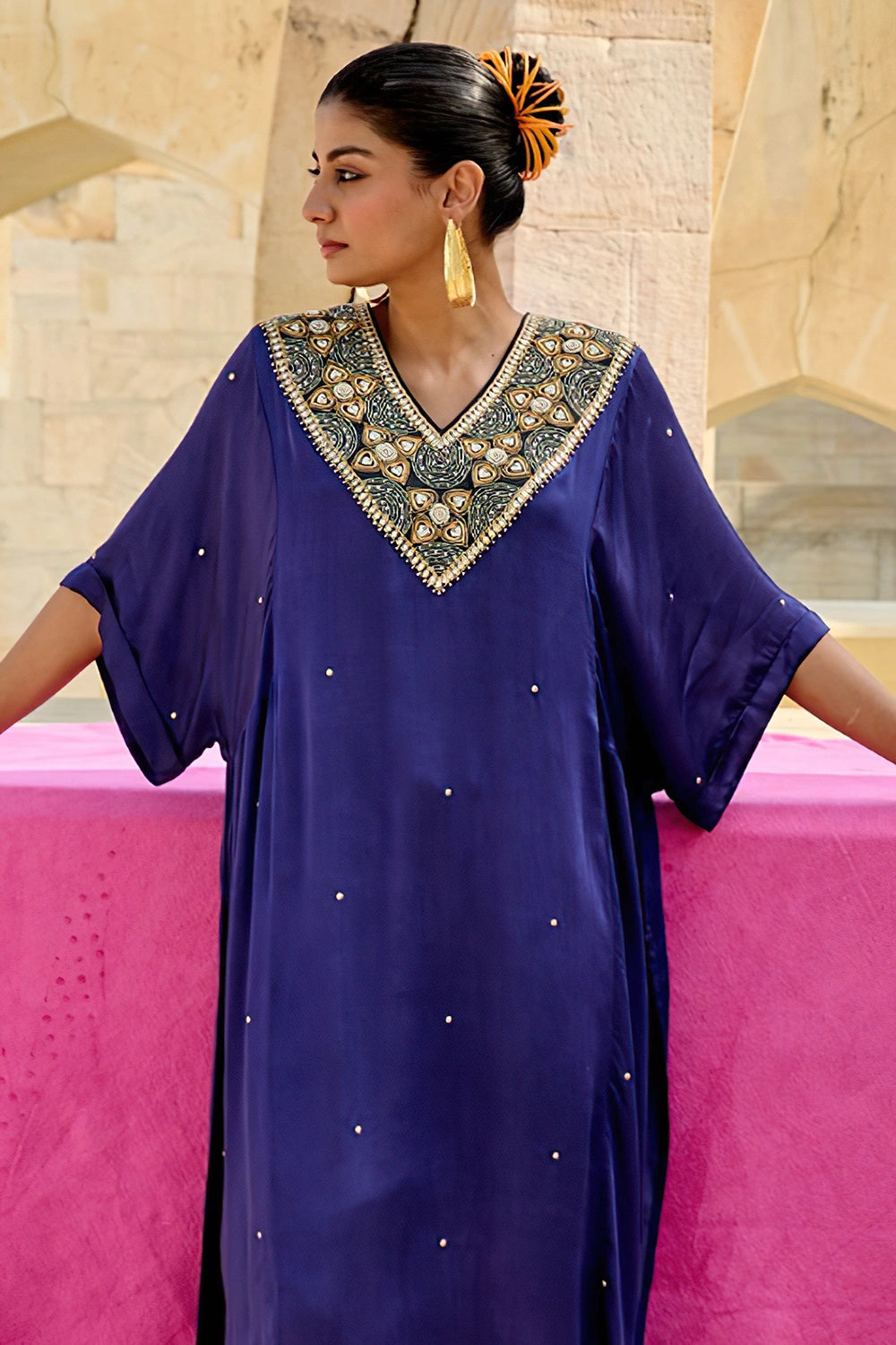 Jantar Mantar Purple Chameli Kaftan Set