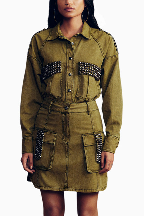 Washed Twill Studded Co-ord Set