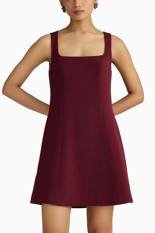 Burgundy Stretch Suiting Mini Dress
