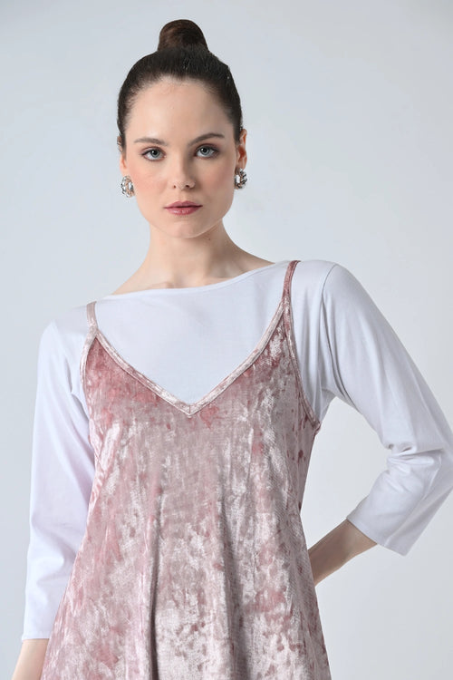 Blush Pink Velvet  Strapy Dress