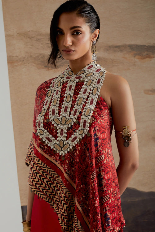 Rasa Sindoor One Shoulder Top Set