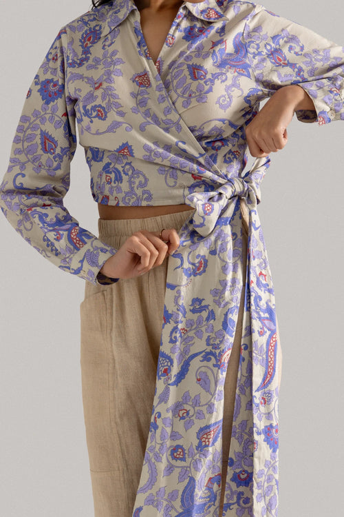 Floral Jaal Tie up Shirt