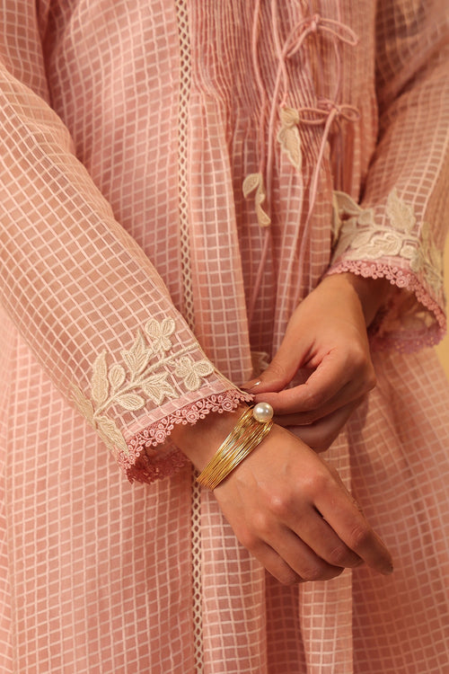 Vaayu Light Pink Tie-up Kurta Set