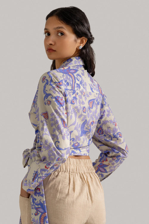 Floral Jaal Tie up Shirt