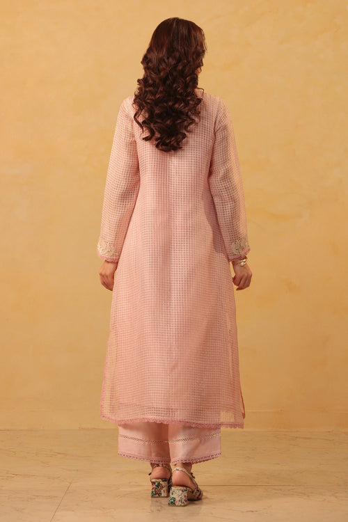 Vaayu Light Pink Tie-up Kurta Set
