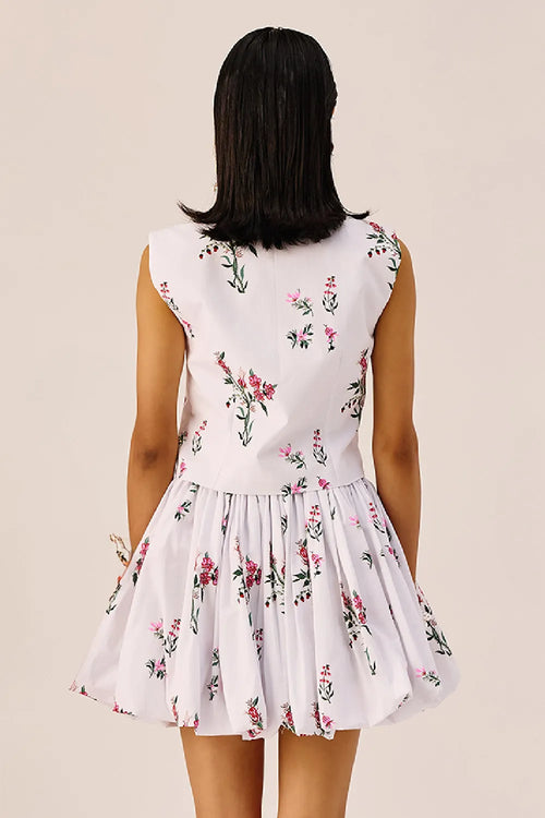 White Floral Printed Vest Top