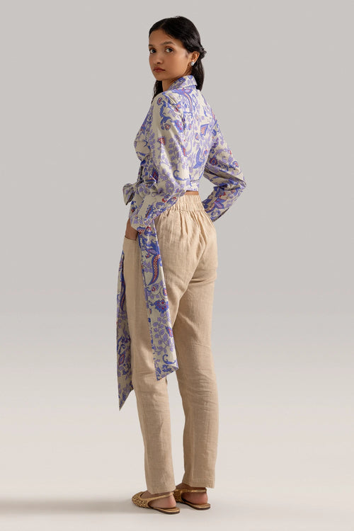 Floral Jaal Tie up Shirt