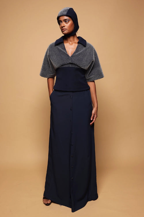 Night Sky Layer Top And Front Button-Up Trousers Set