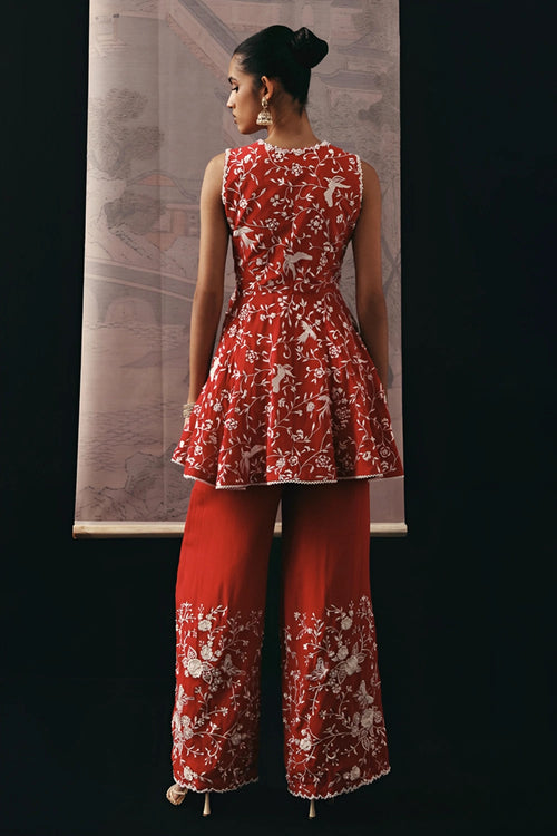 Parsi Gaara Sleeveless Peplum Top with Palazzos