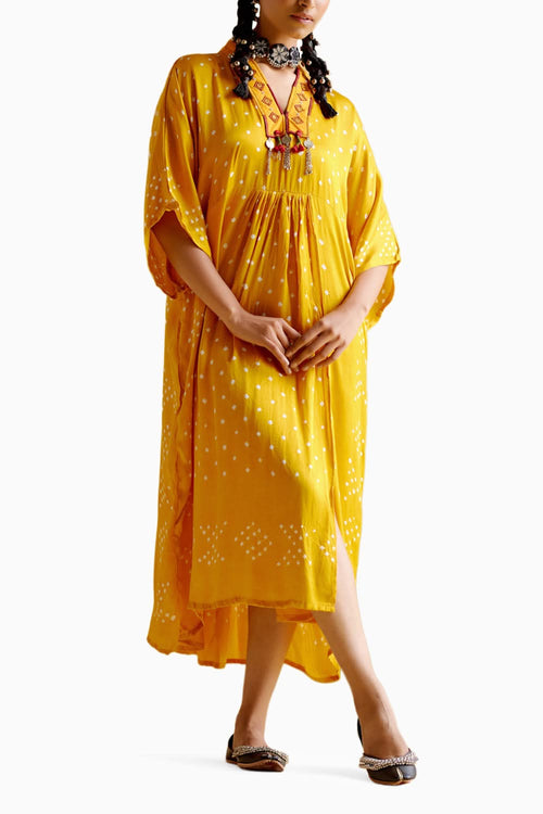 Devadarsana Mustard Handcrafted Kaftan