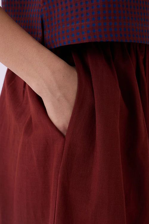 Fuwari Brown Colourblocked Handwoven Midi Skirt