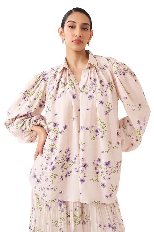 Sweep Printed Lavender Shirt