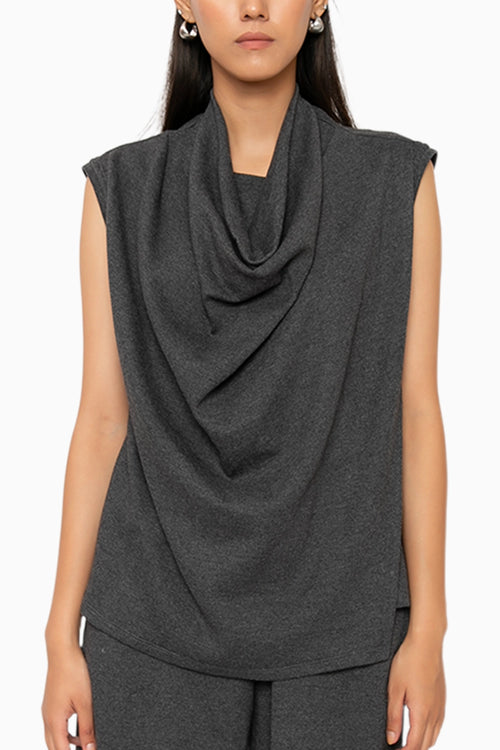 S'mores Grey Cowl Neck Top