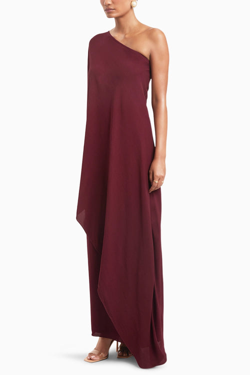 Wine Mara One Shoulder Asymmetric Top