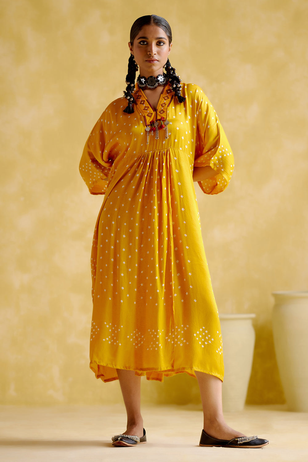 Devadarsana Mustard Handcrafted Kaftan