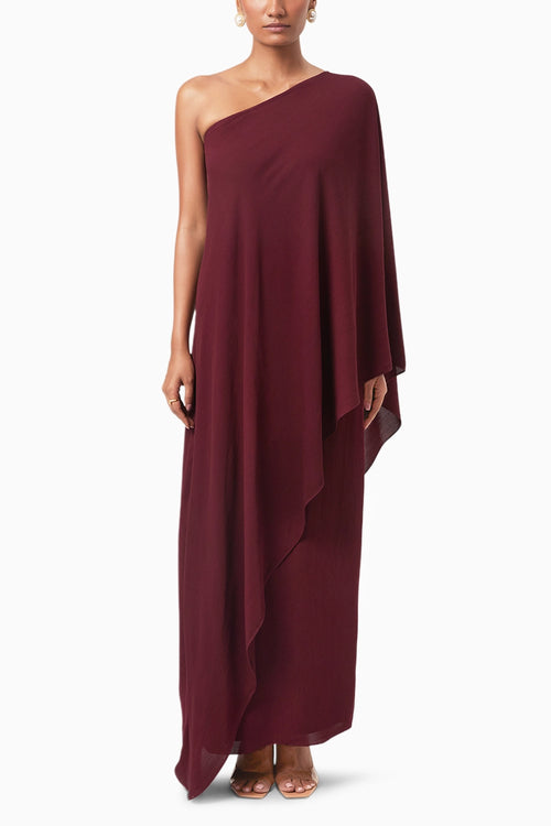 Wine Mara One Shoulder Asymmetric Top