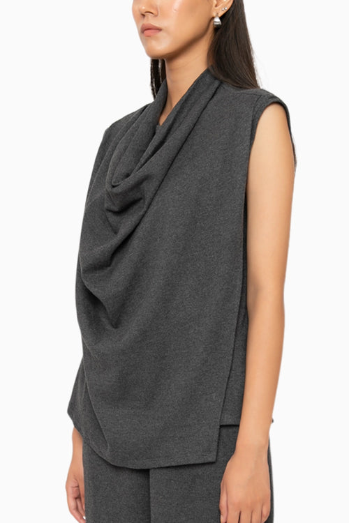 S'mores Grey Cowl Neck Top
