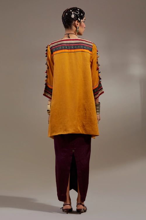 Yellow Topaz Jamuni Anka Mitra Short Kurta Set