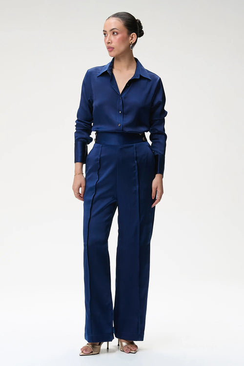 Midnight Blue Silk Trouser