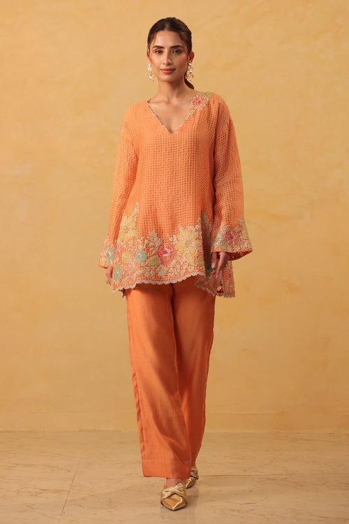 Vaayu Orange Heavy Applique Co-ord Set