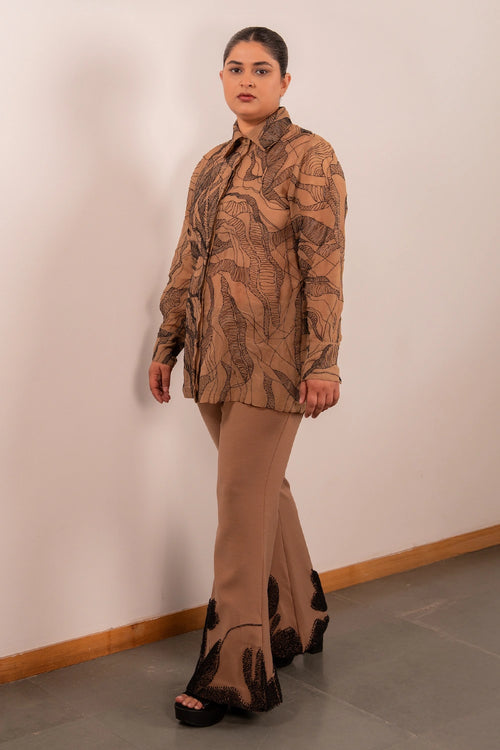Beige Mystic Shirt And Trousers Set