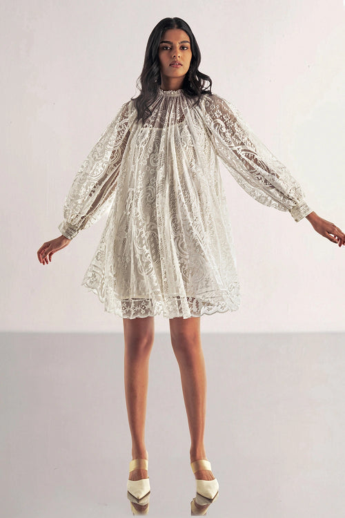 Lace A-Line Mini Dress