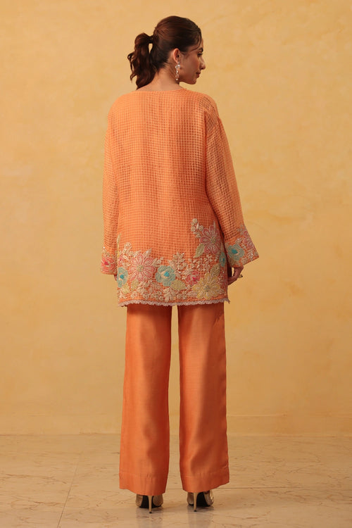 Vaayu Orange Heavy Applique Co-ord Set