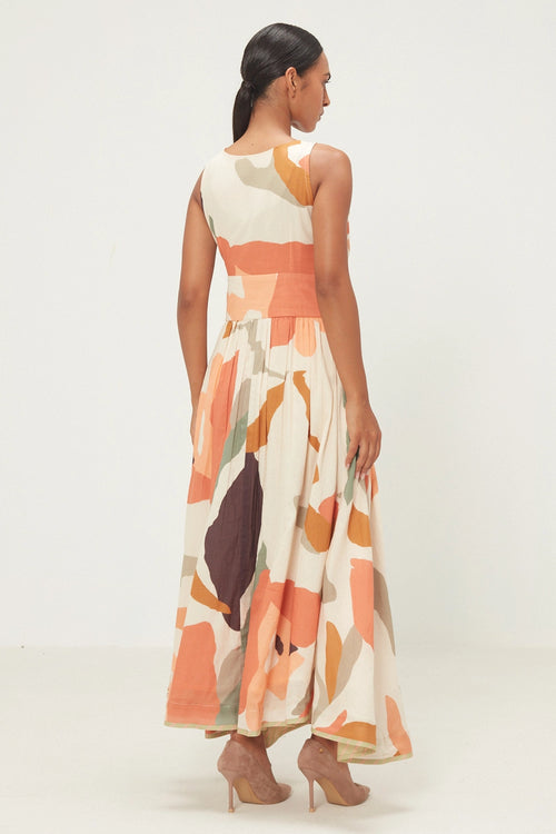 Ecru And Peach Palash Dress