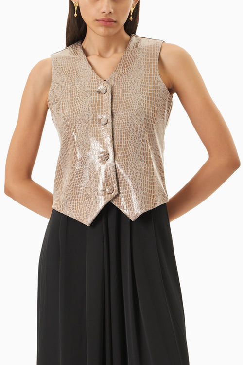 Brown Leatherite Waist Coat