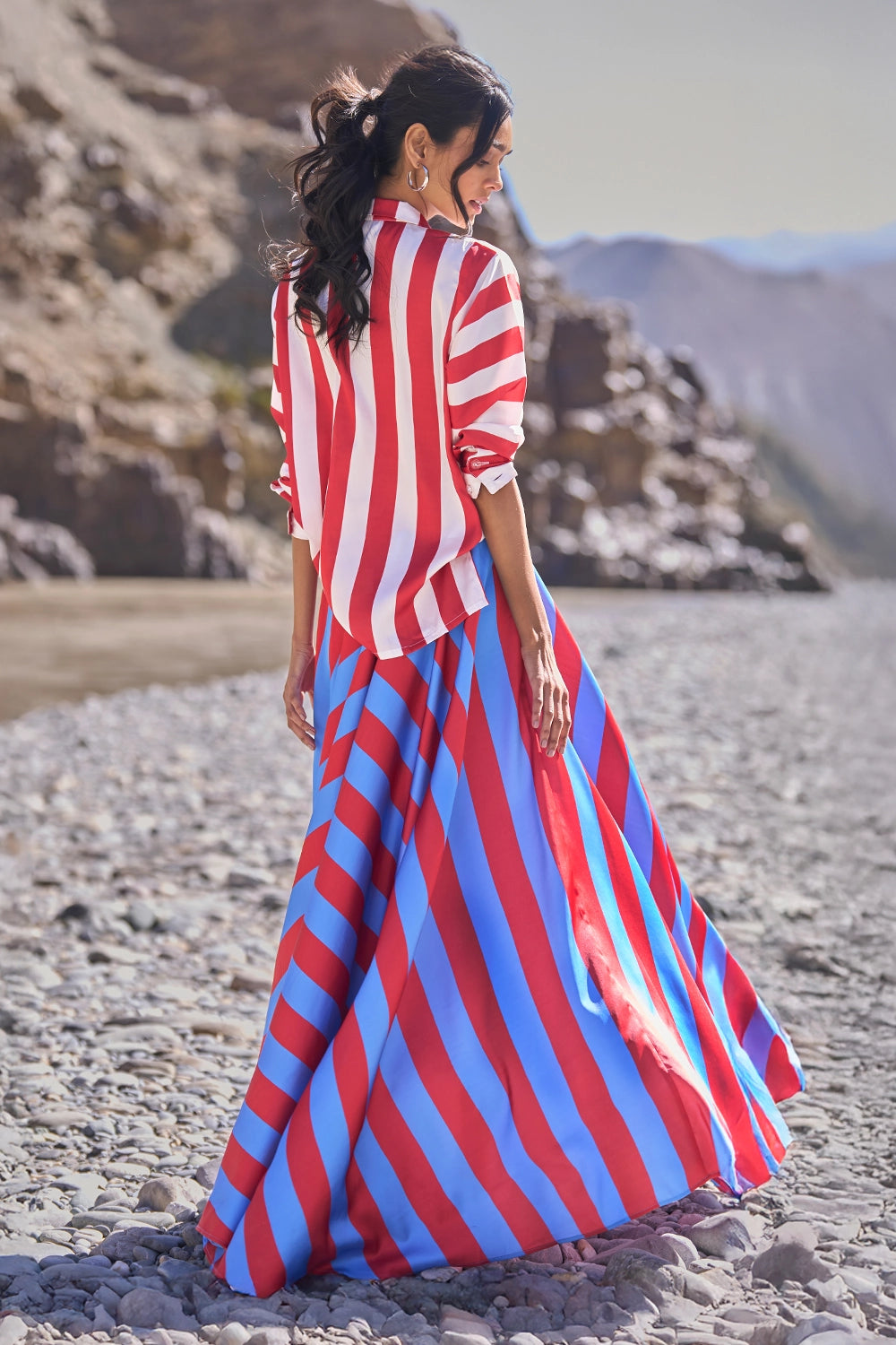 Striped Maxi Skirt Set