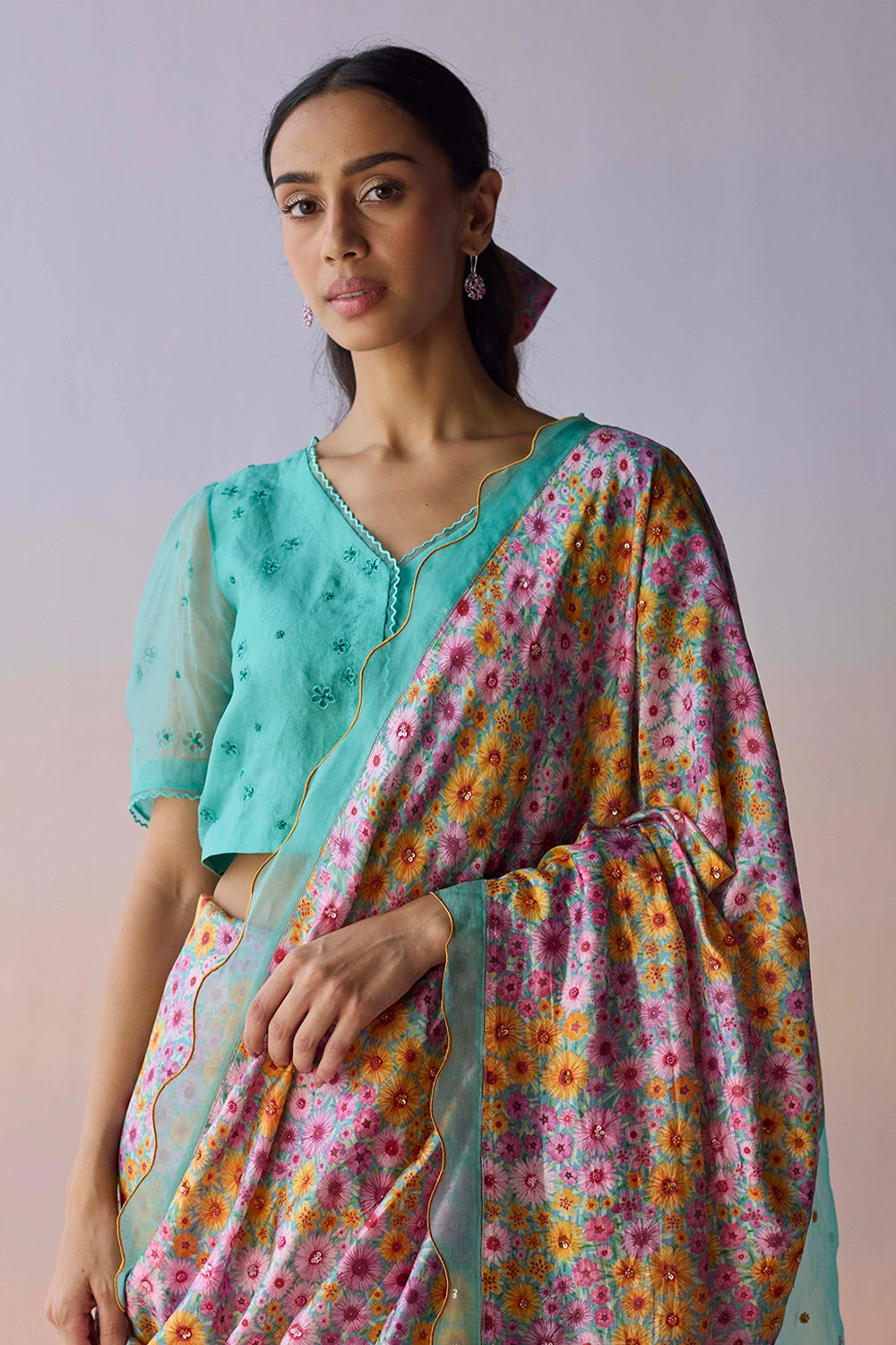 Wildflower Dawn Blue Saree