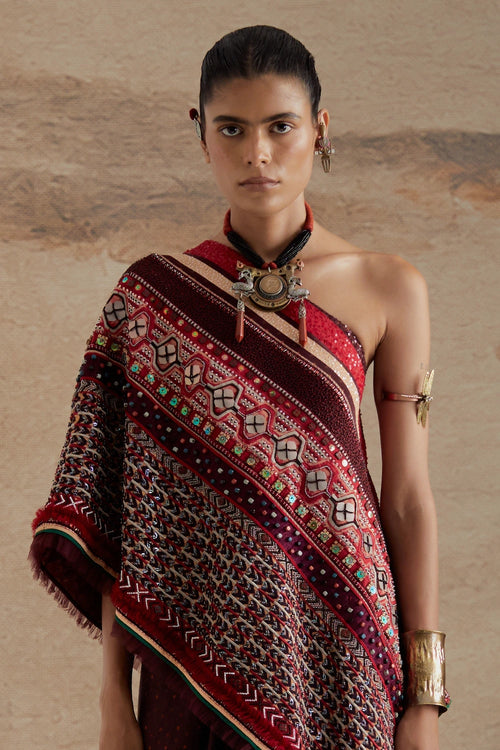 Jamuni Rasa One Shoulder Top Set