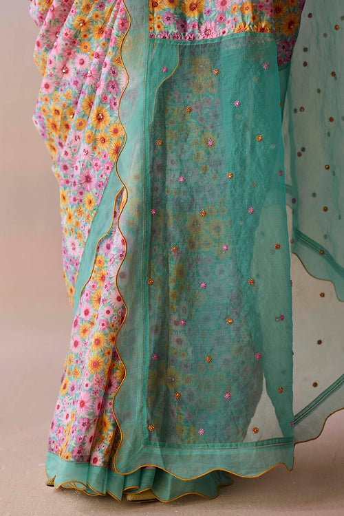 Wildflower Dawn Blue Saree