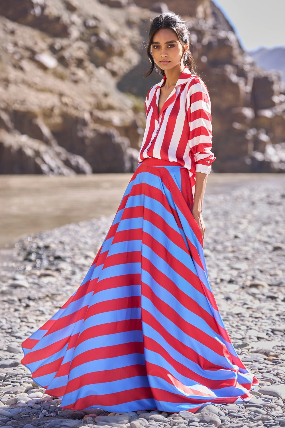 Striped Maxi Skirt Set