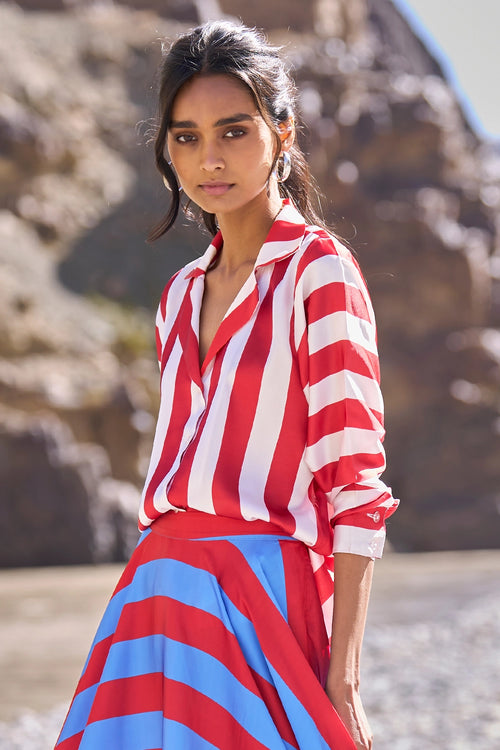 Striped Satin Shirt