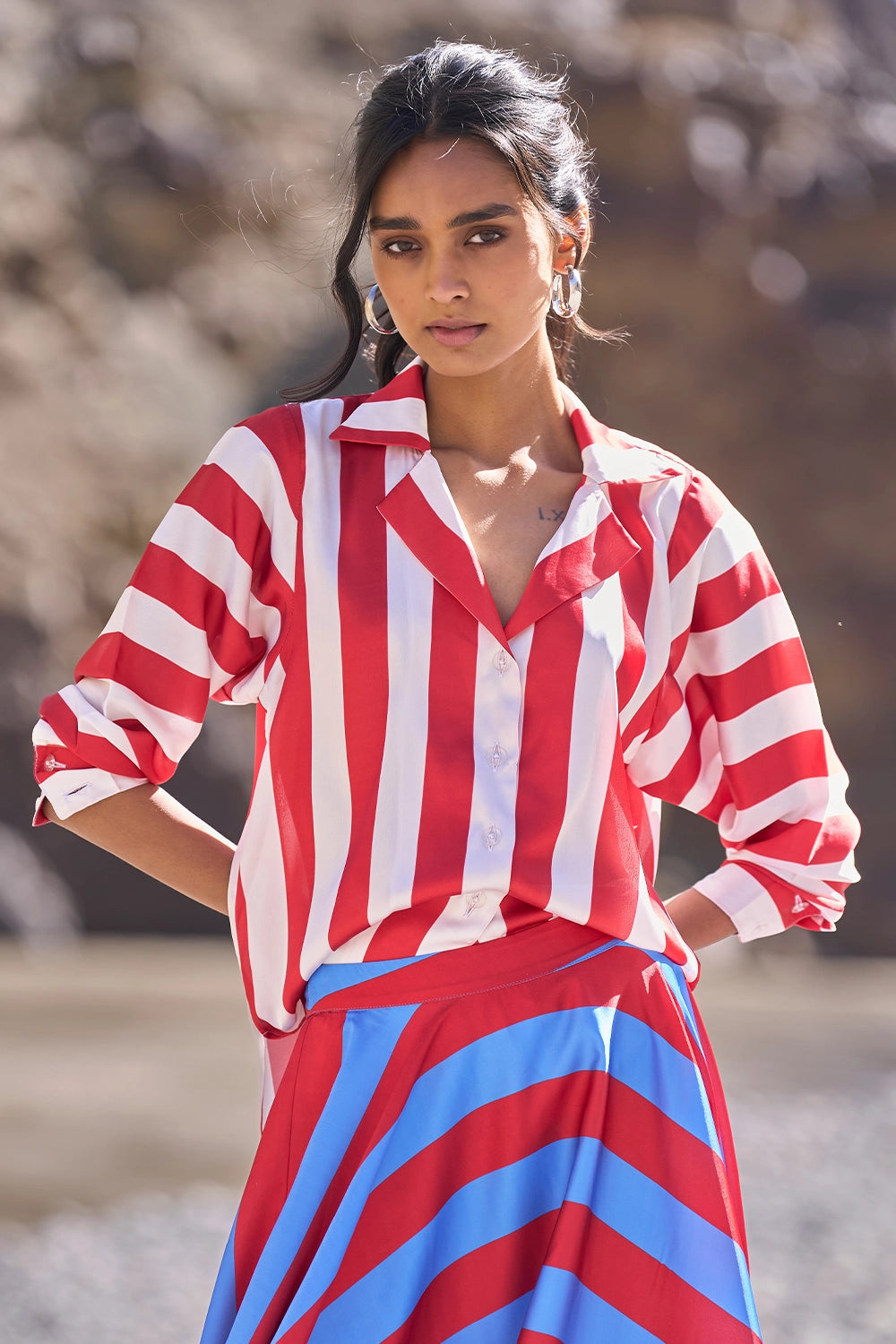 Striped Maxi Skirt Set