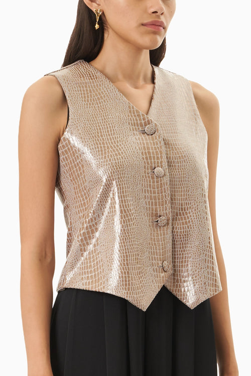 Brown Leatherite Waist Coat
