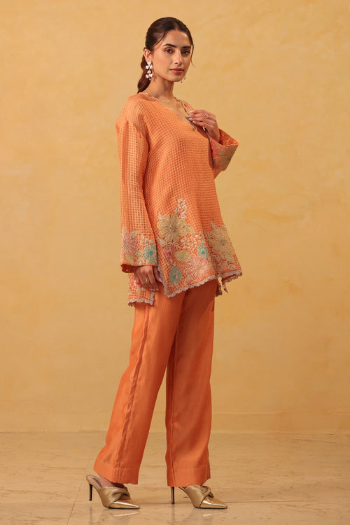 Vaayu Orange Heavy Applique Co-ord Set