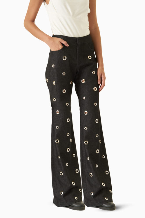 Silver Eyelet Pant