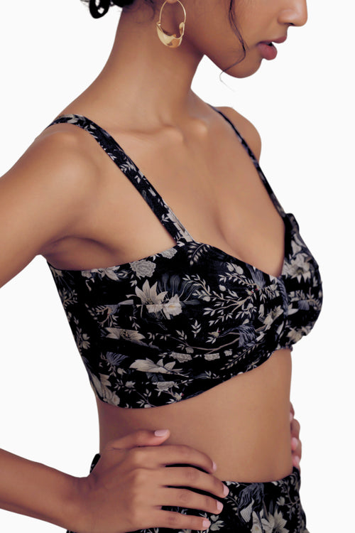 Midnight Garden Bardot Crop Top