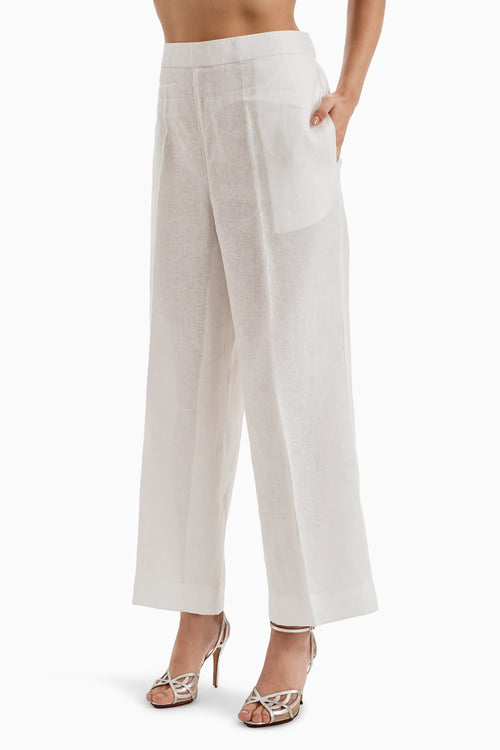 White Linen Basic Pants