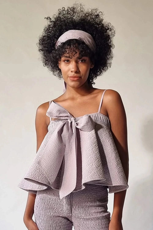 Light Lilac Quilted Bow Top