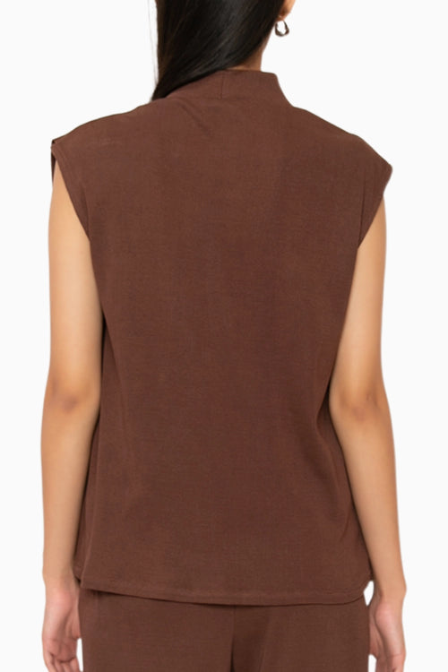 S'mores Brown Cowl Top