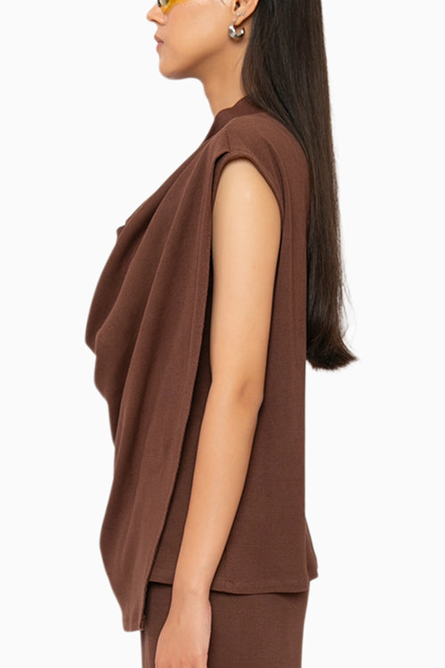 S'mores Brown Cowl Top