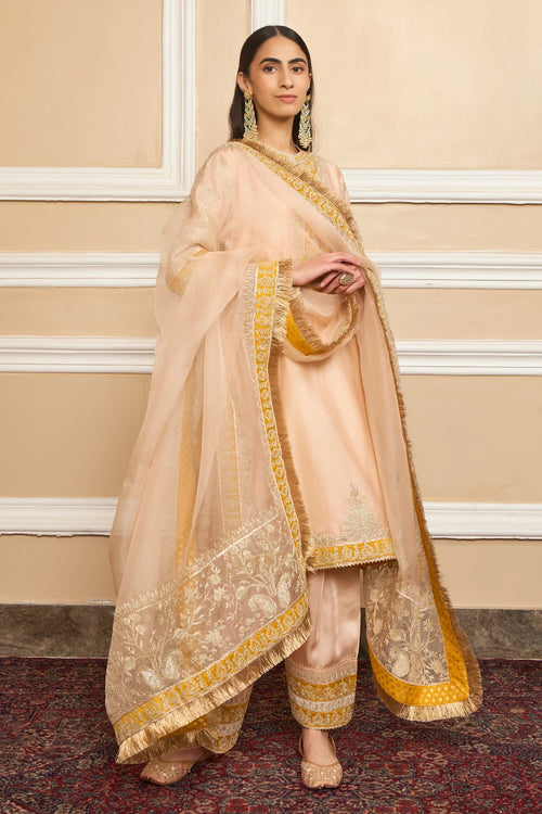 Resham Rosepink Straight Kurta with Salwar and Dupatta