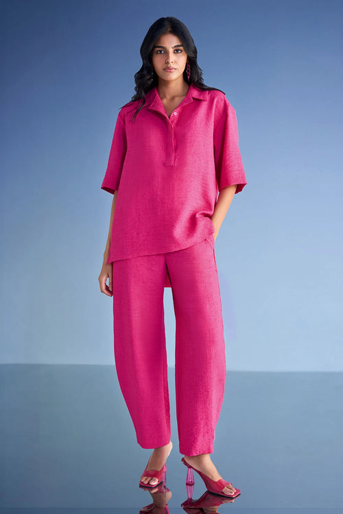 Straight Cut Linen-Textured Pant