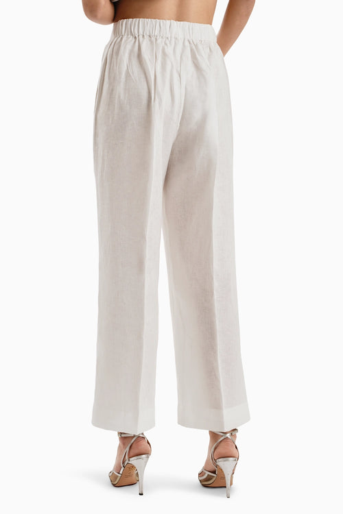 White Linen Basic Pants